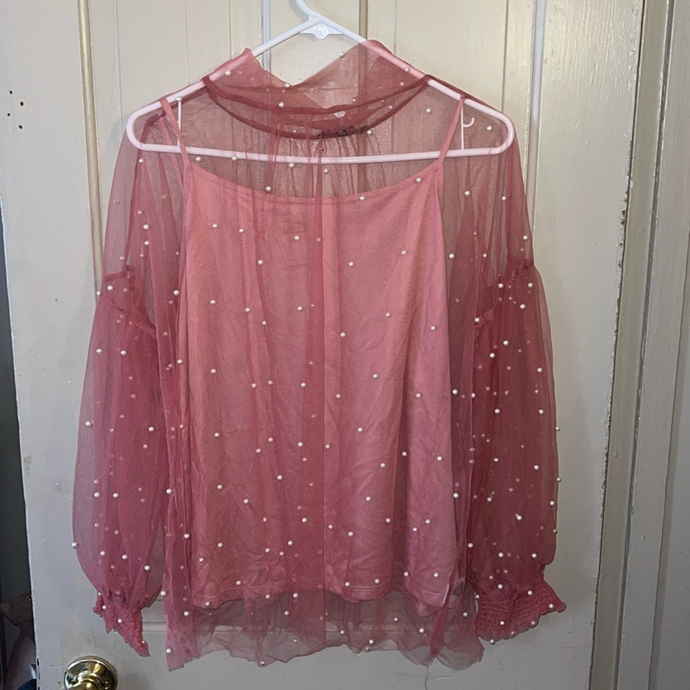 Pink Pearl Studded Blouse